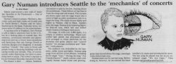 Gary Numan Chanticleer Newspaper Clipping Atlanta 1980